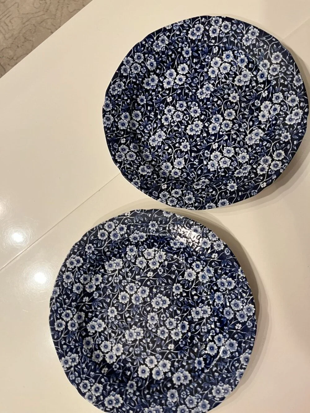 Calico Blue dinner plates -Crownford China (Staffordshire, England) (SET OF TWO)